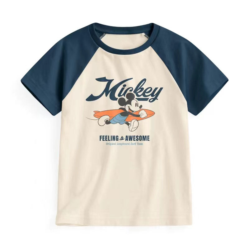 T-shirt Short Sleeve Cartoon Cotton T-shirt 1-8 Years Old Children's Round Neck Half Sleeve Bottoming Shirt