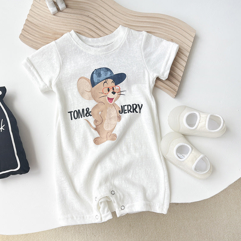 Infant's Jumpsuit Summer Short-sleeved Baby Clothes Super Cute Summer Wear Thin Ha-ha Outfit