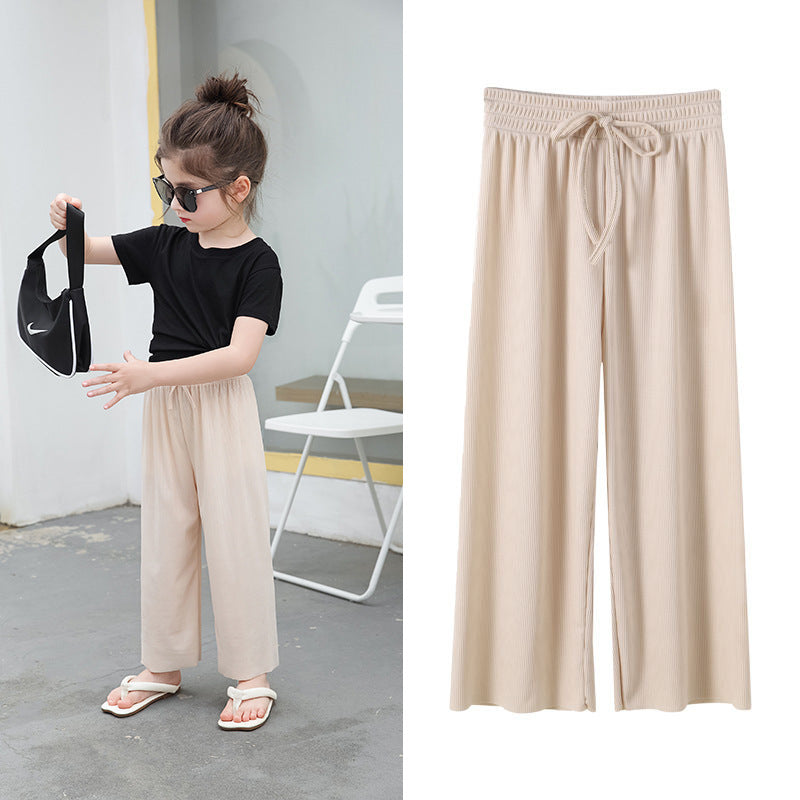 Girls' Mosquito-proof Pants  Loose Casual Ice Silk Cropped Wide-leg Pants