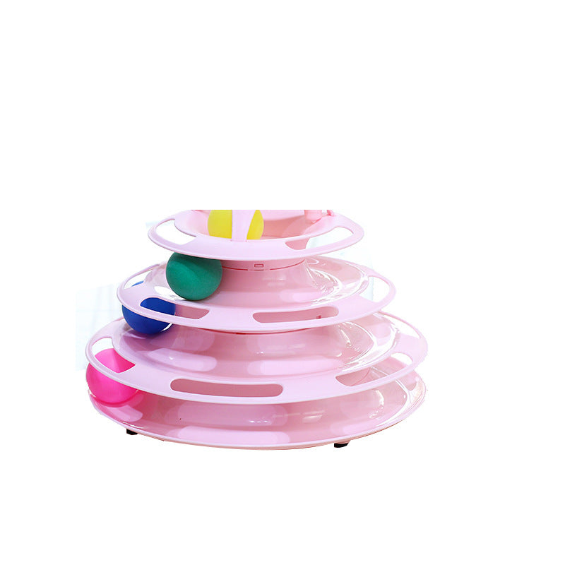 Pet Cat Toy Three and four-layer Cat Turntable With Ball Cat Interactive Educational Track Toy Cat Space Tower Playboard