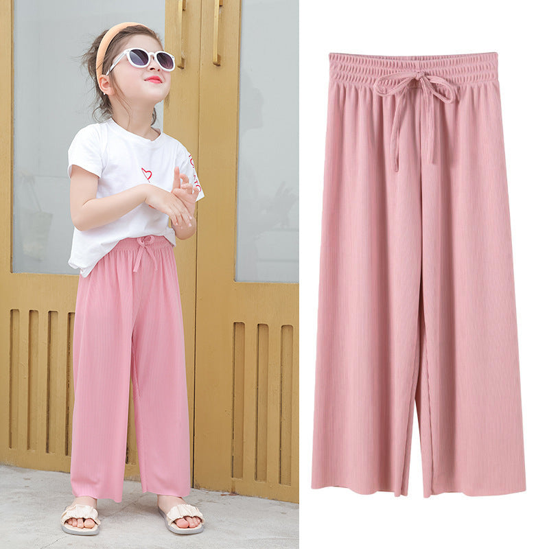 Girls' Mosquito-proof Pants  Loose Casual Ice Silk Cropped Wide-leg Pants