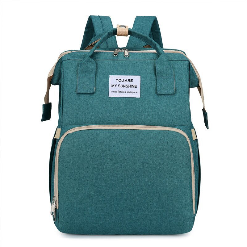 New Fashion Mummy Bag Folding Baby Bed Mother And Baby Bag Large Capacity Portable Bottle Diaper Shoulder Mother Bag