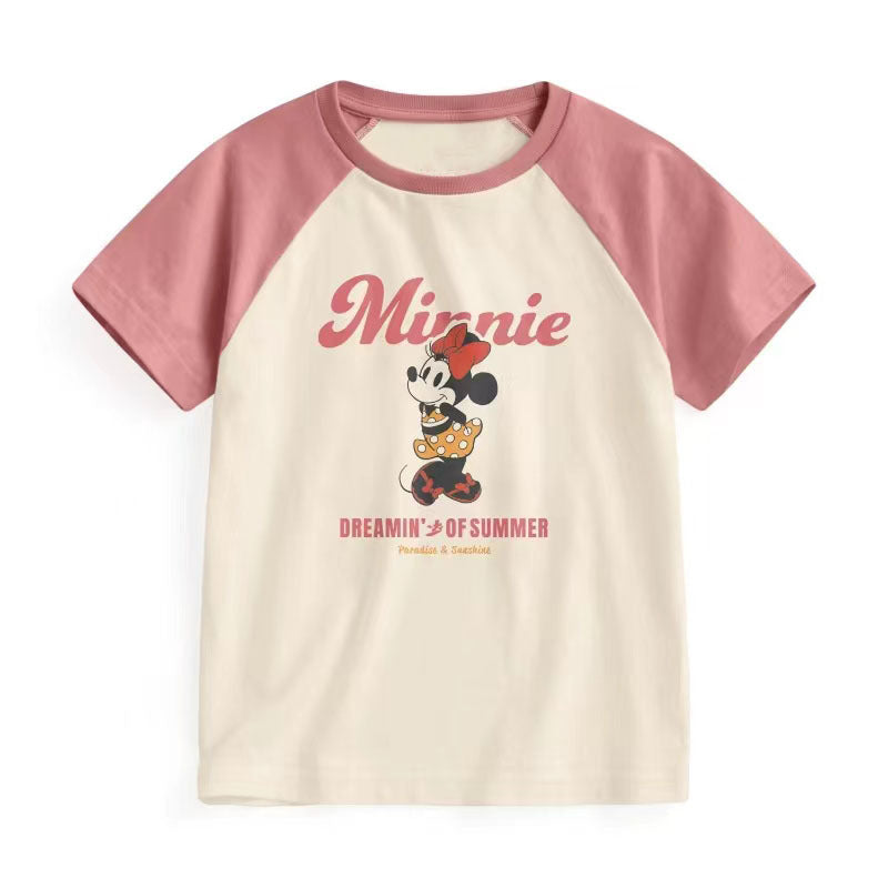 T-shirt Short Sleeve Cartoon Cotton T-shirt 1-8 Years Old Children's Round Neck Half Sleeve Bottoming Shirt