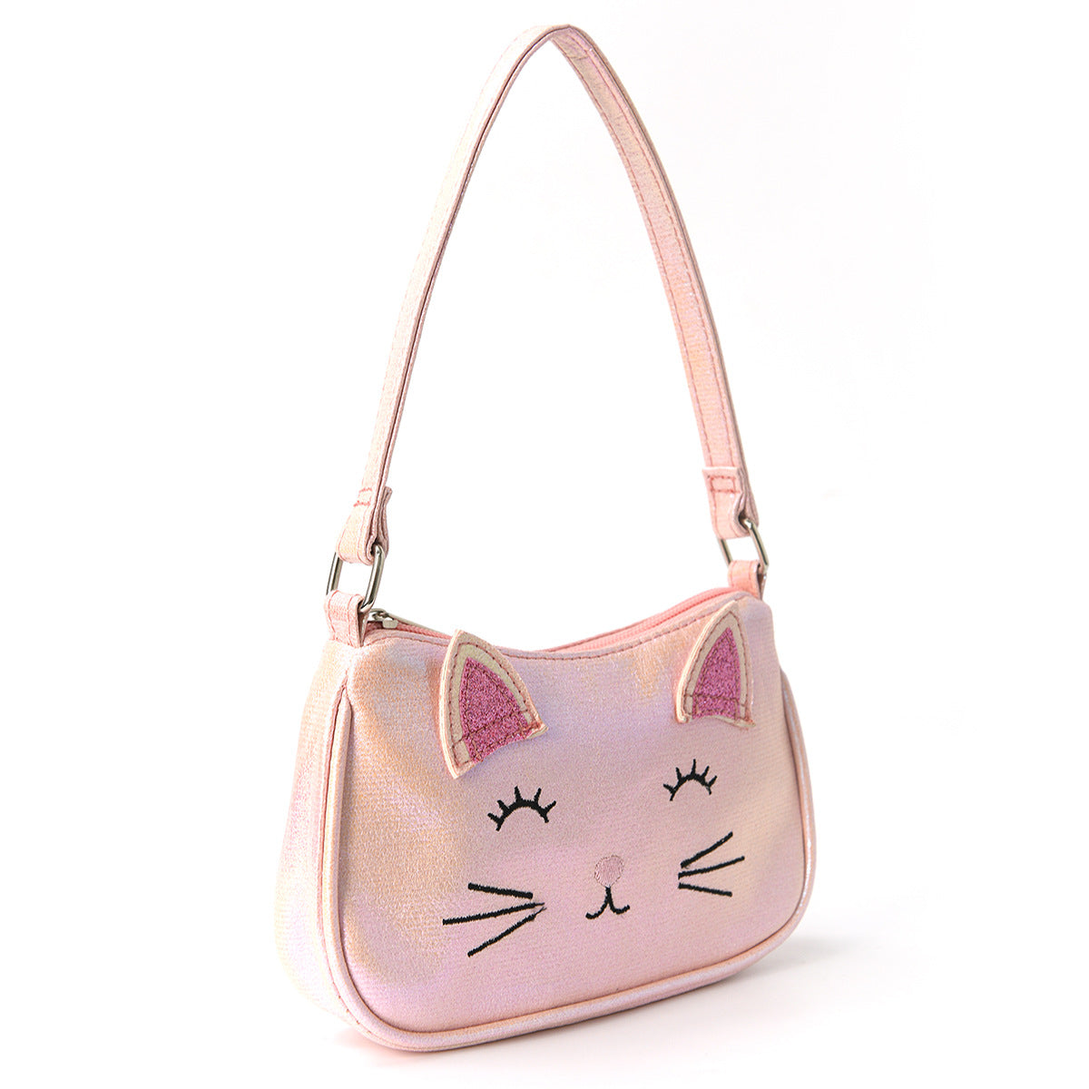 Children Girl Mini Cute Cat Embroidery Handbag Suitable For Little Girls Kindergarten Primary School Students Daily Outdoor Travel