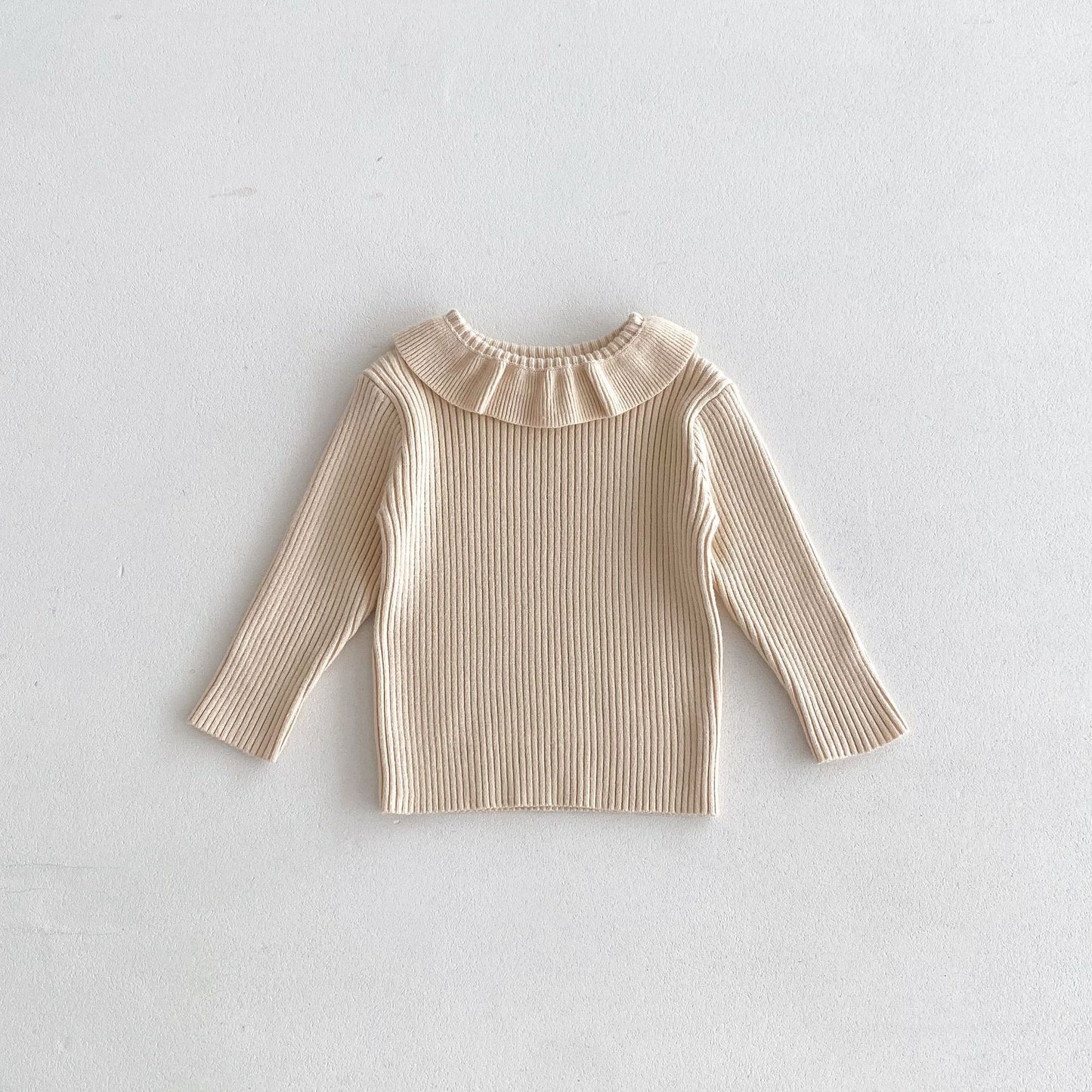 Sweater Outer Wear Lapel Top For Baby Girls Solid Color All-match Autumn And Winter Bottoming Pullover Sweater