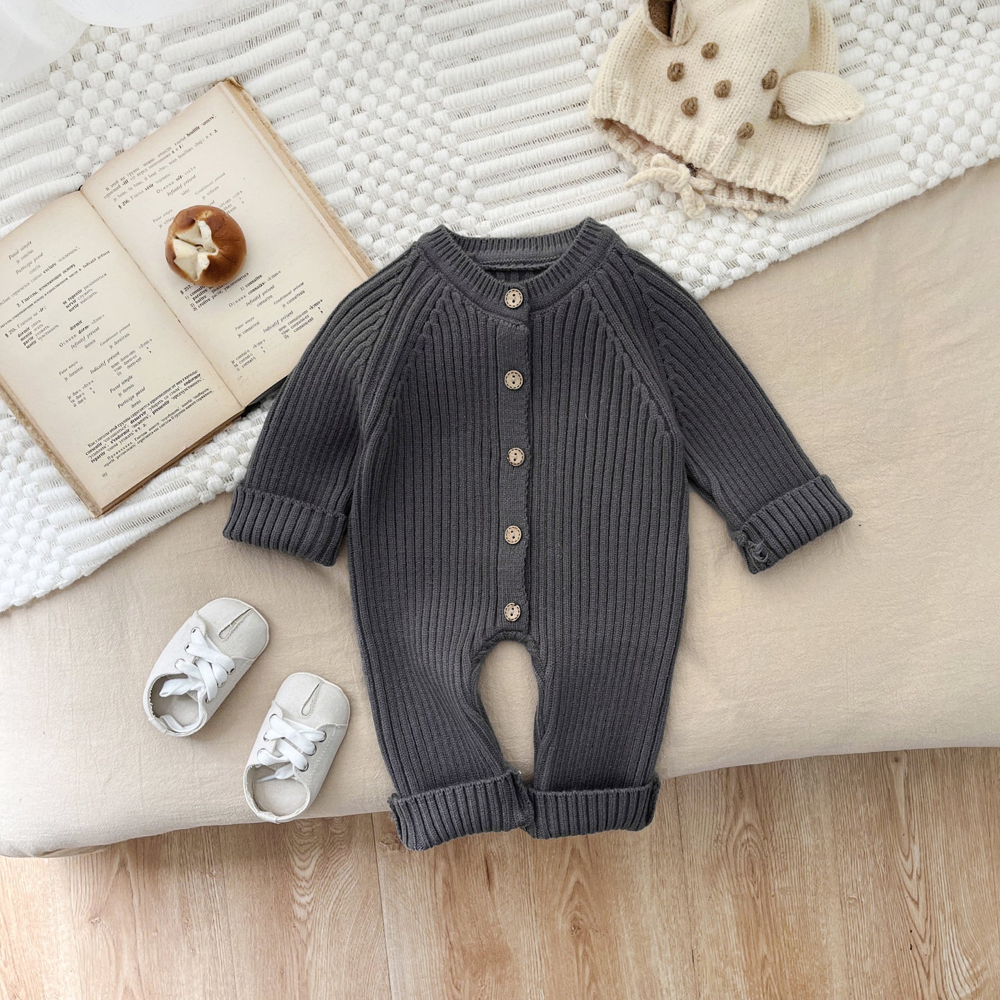 Baby Jumpsuit Solid Color Knitted Romper Newborn Spring Clothing Sweater Romper