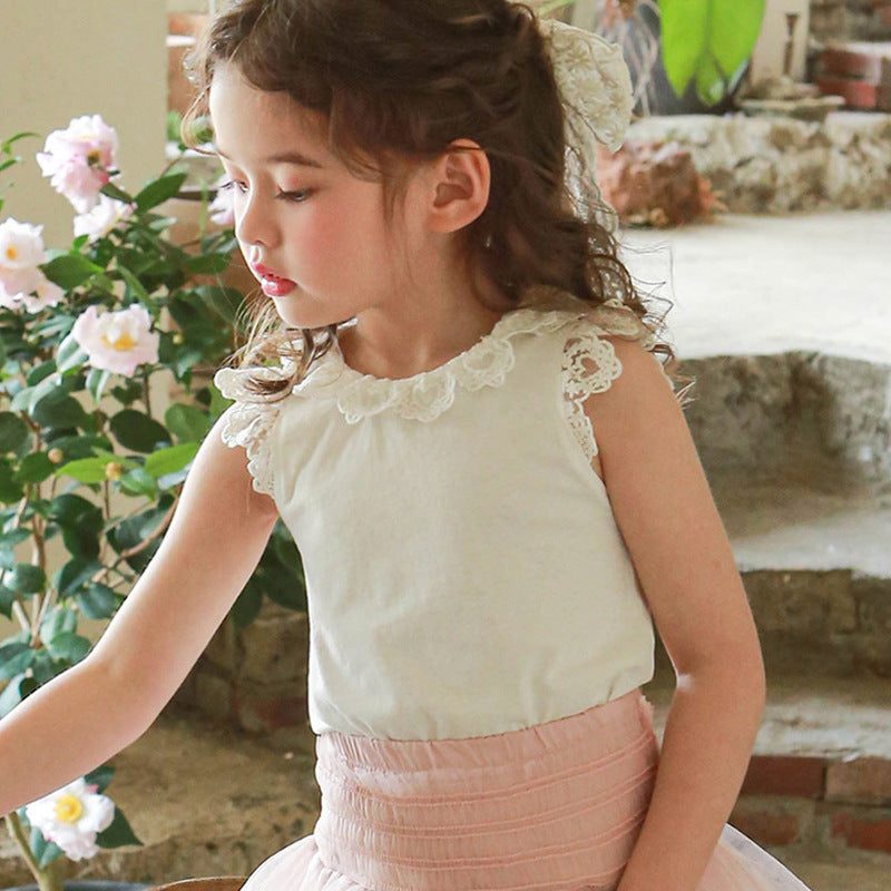 Girl Lace Collar Vest T-shirt Spot