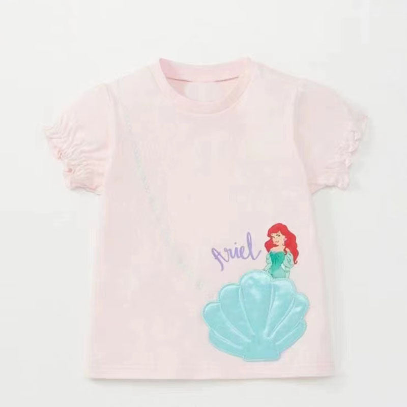 Girls' Princess T-shirt Embroidered Half-sleeve