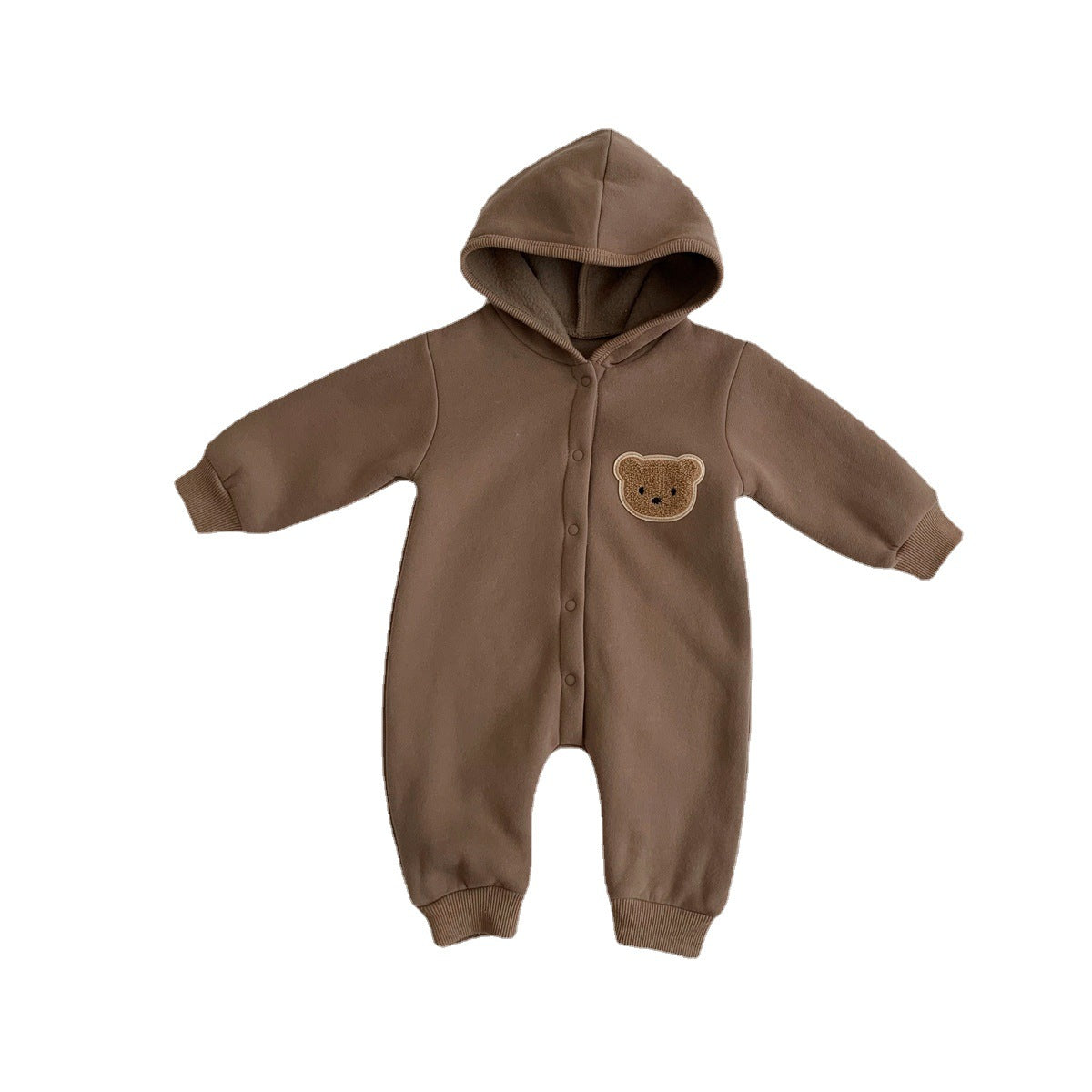 Children's Jumpsuit Thickened Autumn And Winter Fleece Bear Romper Newborn Fleece-lined Romper  Baby Outer Wear