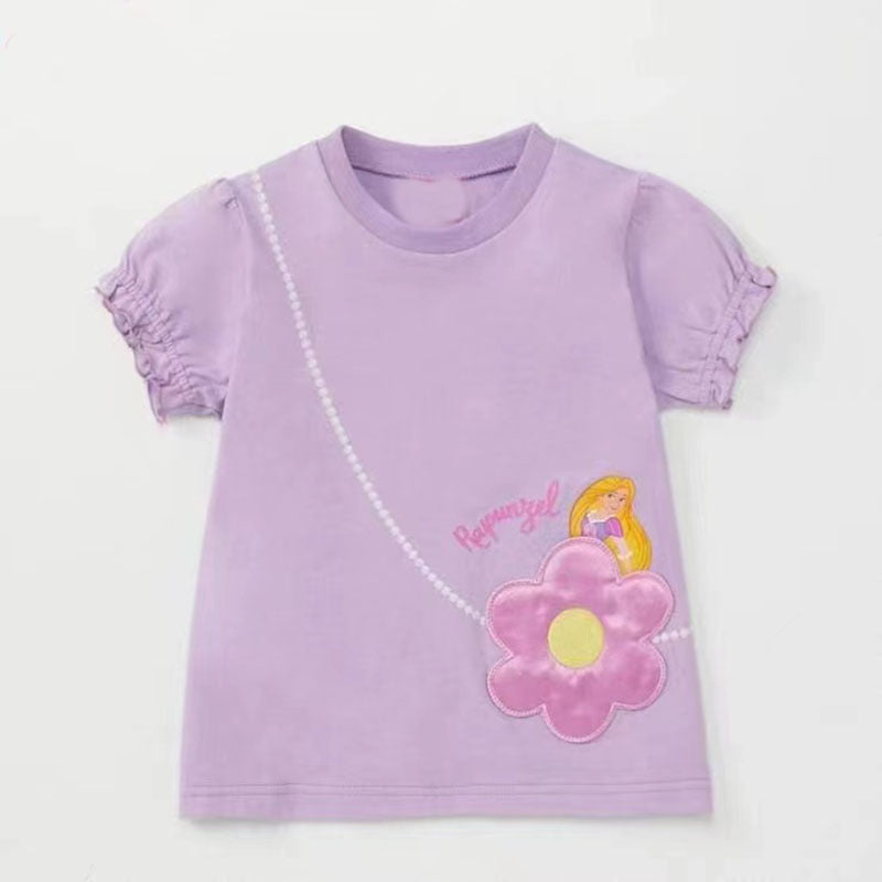 Girls' Princess T-shirt Embroidered Half-sleeve