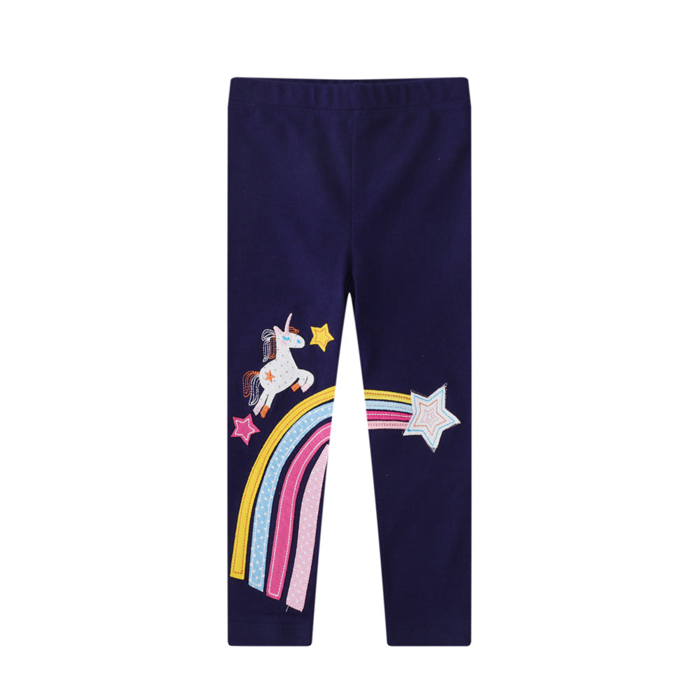 Girls Leggings Pants Single Horse Embroidered Girls' Leggings