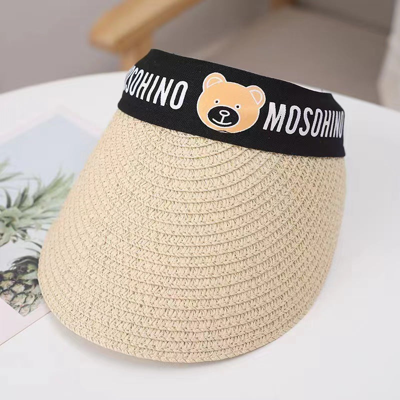 Children's Sunscreen Sun Hat Cartoon Bear Summer Boys And Girls Big Brim Empty Hat Rollable Sun Hat