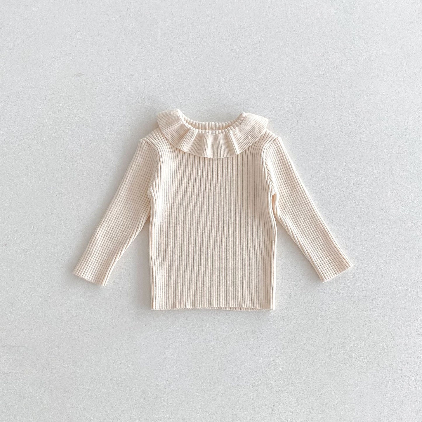 Sweater Outer Wear Lapel Top For Baby Girls Solid Color All-match Autumn And Winter Bottoming Pullover Sweater