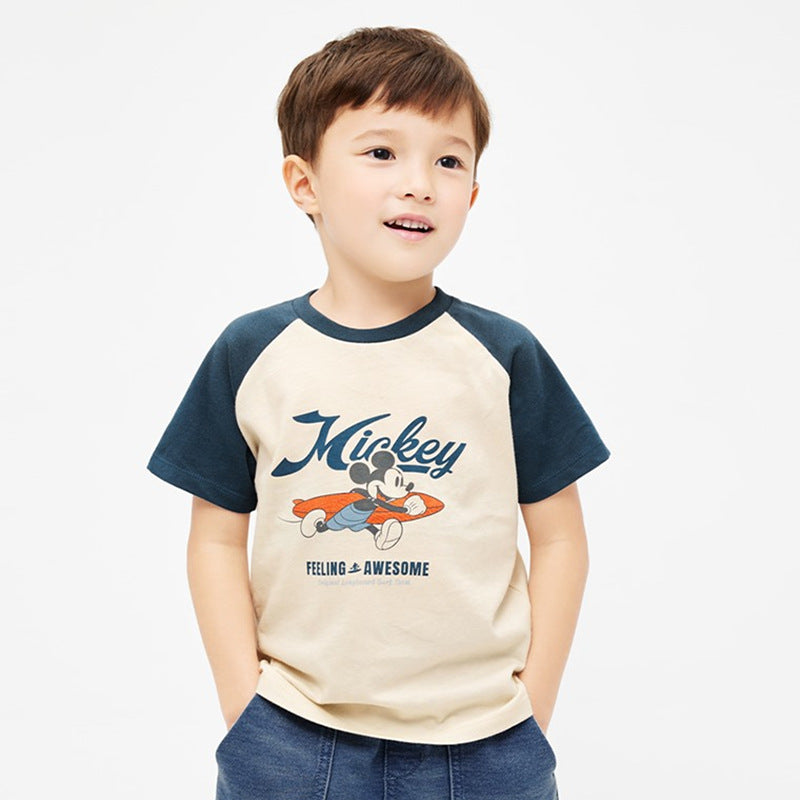 T-shirt Short Sleeve Cartoon Cotton T-shirt 1-8 Years Old Children's Round Neck Half Sleeve Bottoming Shirt