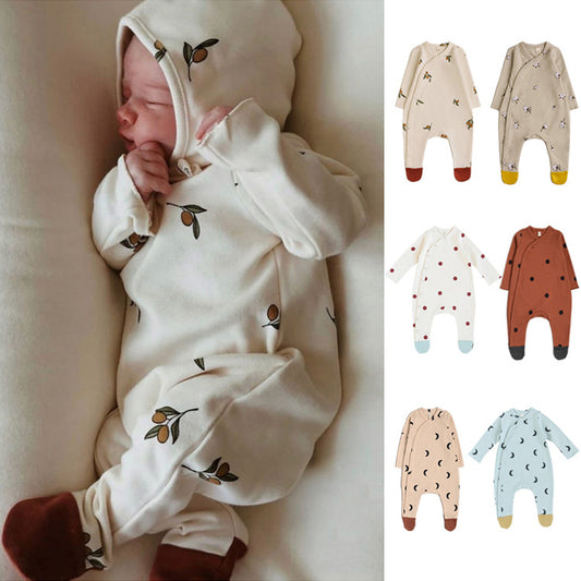 Baby Cotton Footwear Pajamas Baby Long-sleeved One-piece Newborn Baby Romper