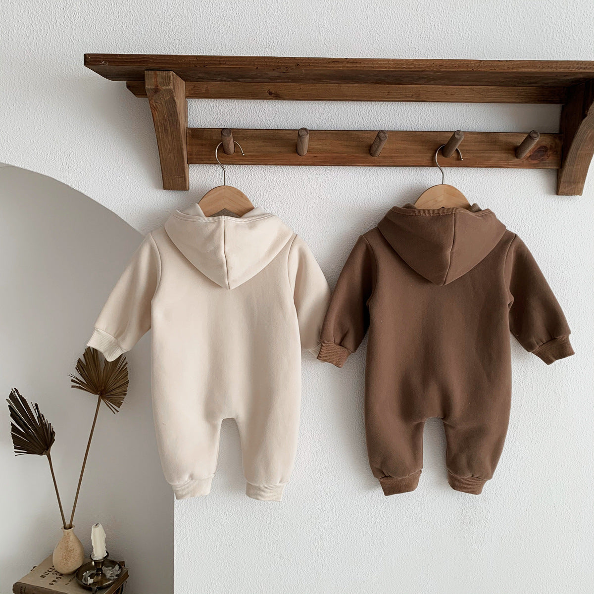 Children's Jumpsuit Thickened Autumn And Winter Fleece Bear Romper Newborn Fleece-lined Romper  Baby Outer Wear