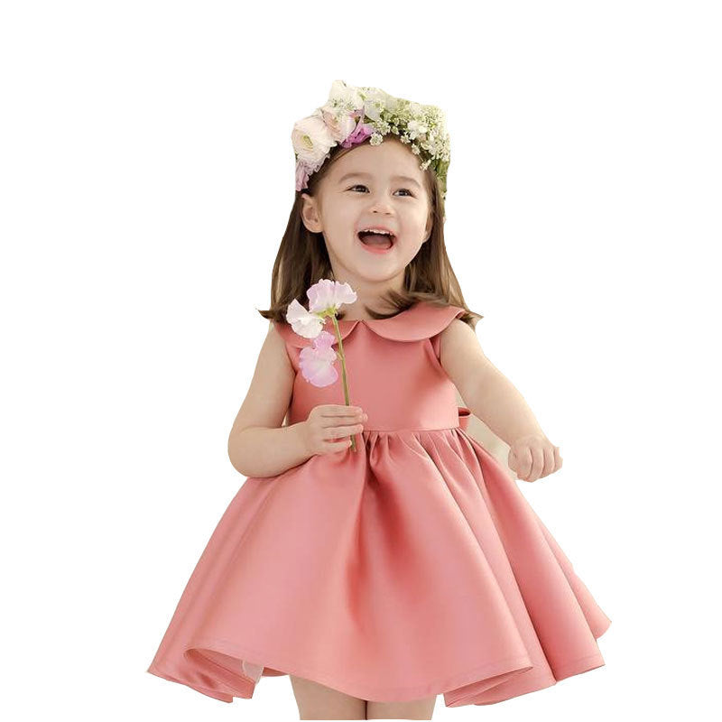 Girls Princess Dress Big Bow Satin Dress Birthday Party