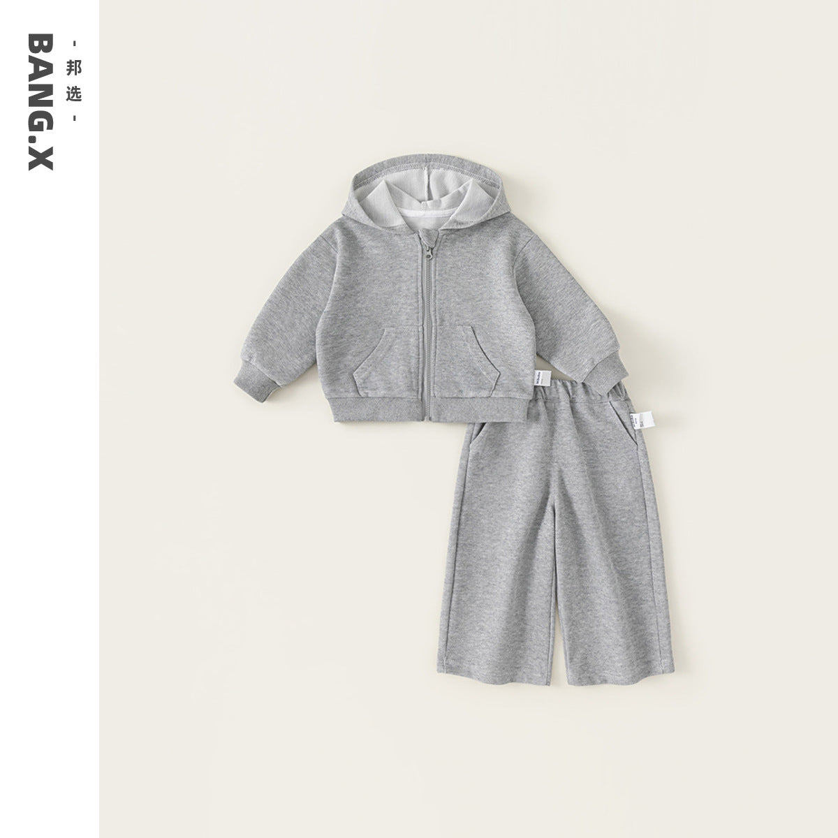 Girls' Sports Suit Solid Color Hooded Sweatshirt Jacket Trousers Two-Piece Set Girls' Daily Outfit