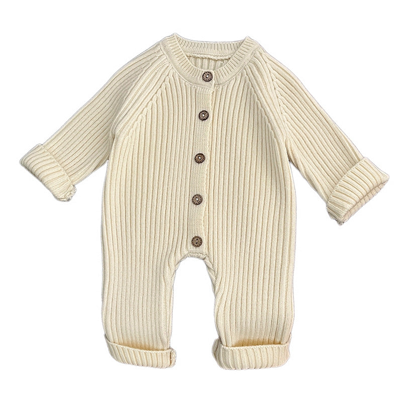 Baby Jumpsuit Solid Color Knitted Romper Newborn Spring Clothing Sweater Romper