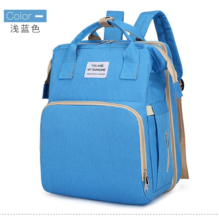 New Fashion Mummy Bag Folding Baby Bed Mother And Baby Bag Large Capacity Portable Bottle Diaper Shoulder Mother Bag