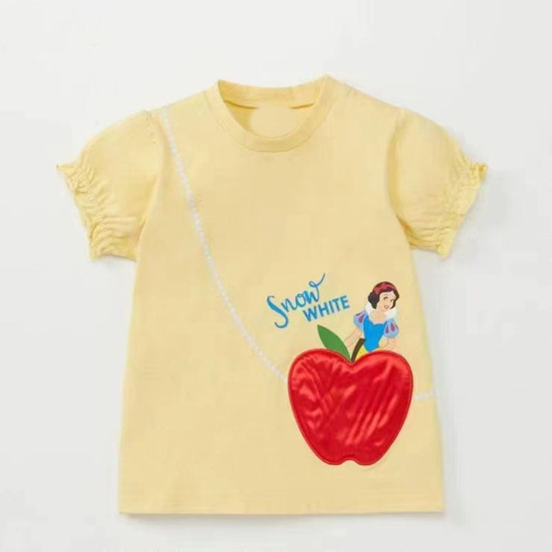 Girls' Princess T-shirt Embroidered Half-sleeve