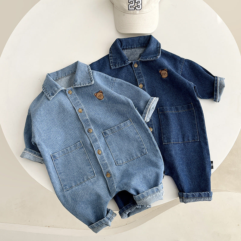 Denim Jumpsuit Infant Spring Super Cute Outing Romper Baby Clothes Spring And Autumn