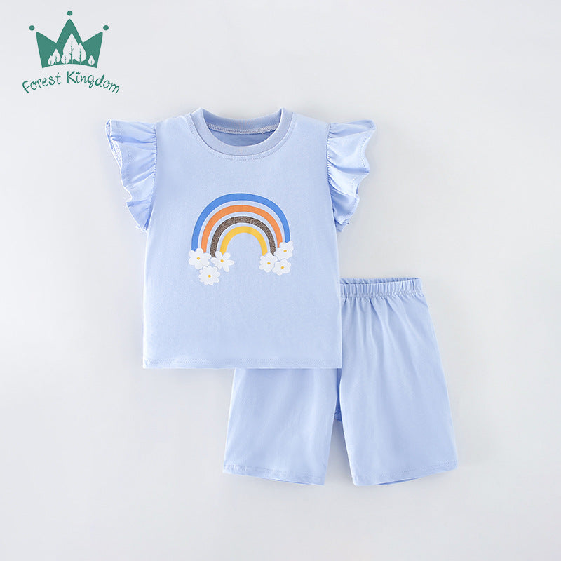 Girl and baby T-shirt And Shorts Two-piece Set