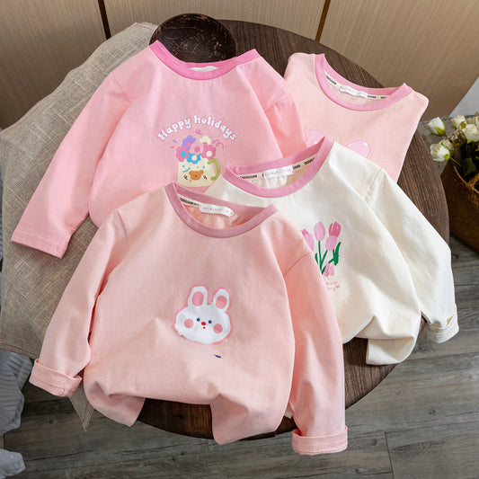 Baby Girls' Long-sleeved Cartoon Printed Top