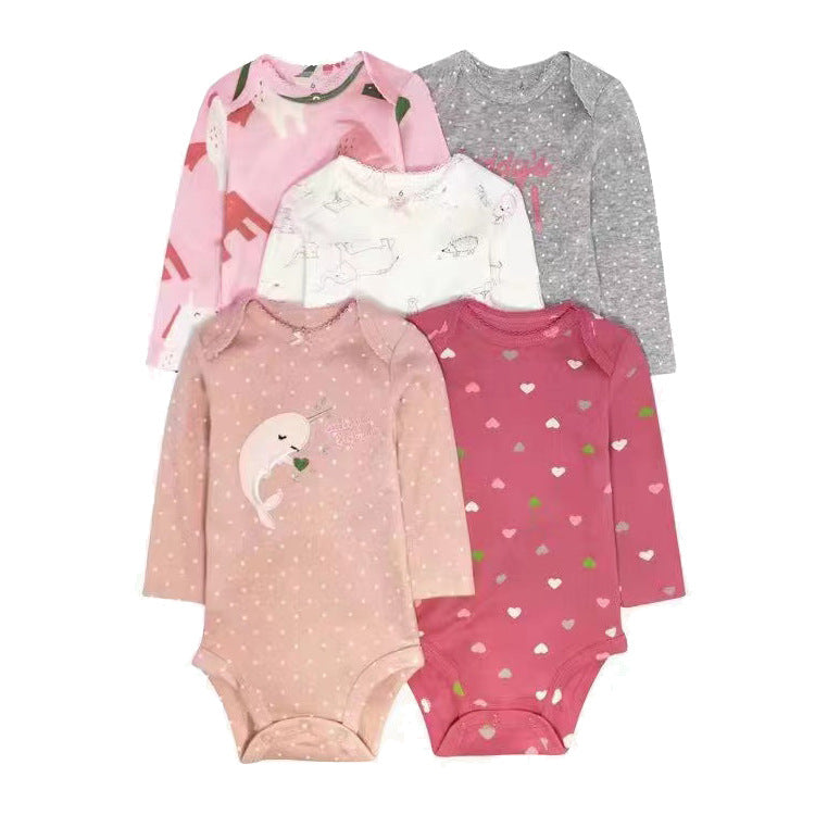 Baby Long-sleeved Triangle Romper Romper Five Pieces Baby Jumpsuit (baby clothes)