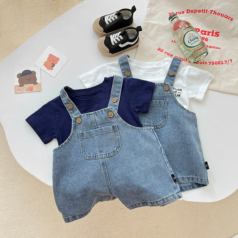 Baby Boys And Girls Summer Two-Piece Casual Short-sleeved Shorts Ins Trendy And Foreign-looking Handsome Street-fried Super Cute Outgoing Clothes