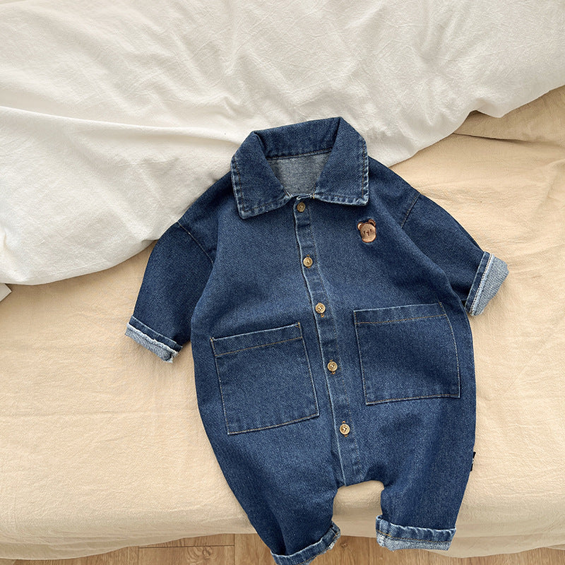 Denim Jumpsuit Infant Spring Super Cute Outing Romper Baby Clothes Spring And Autumn