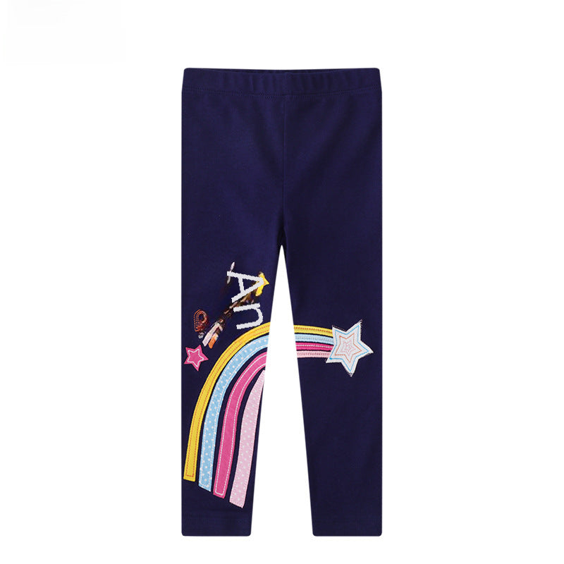 Girls Leggings Pants Single Horse Embroidered Girls' Leggings