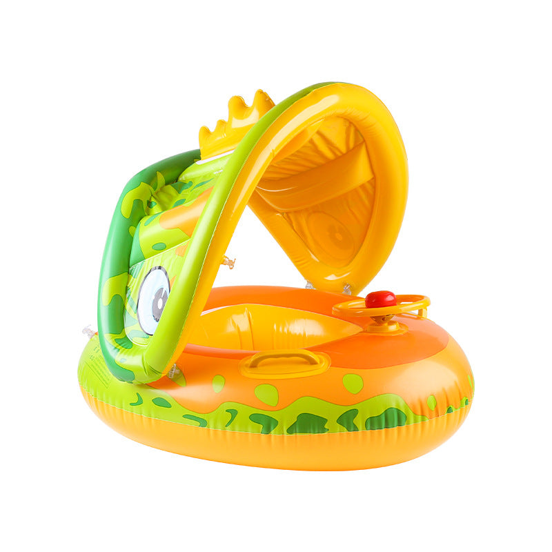 Baby Sunshade Swimming Ring With Steering Wheel Baby Seat Boat Horn Boat Home Children Swimming Ring Swimming Pool Toy