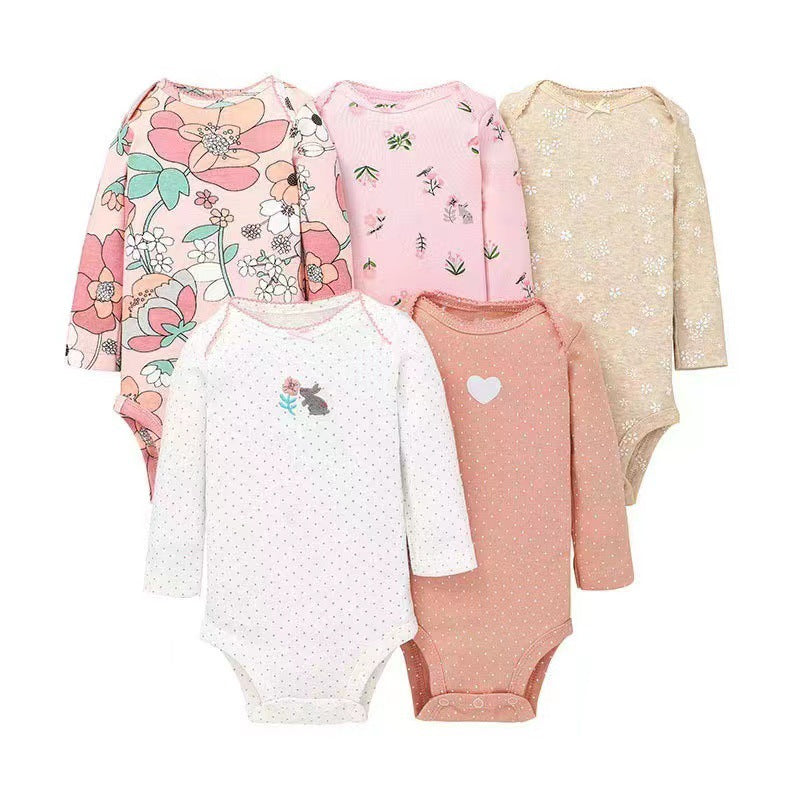 Baby Long-sleeved Triangle Romper Romper Five Pieces Baby Jumpsuit (baby clothes)