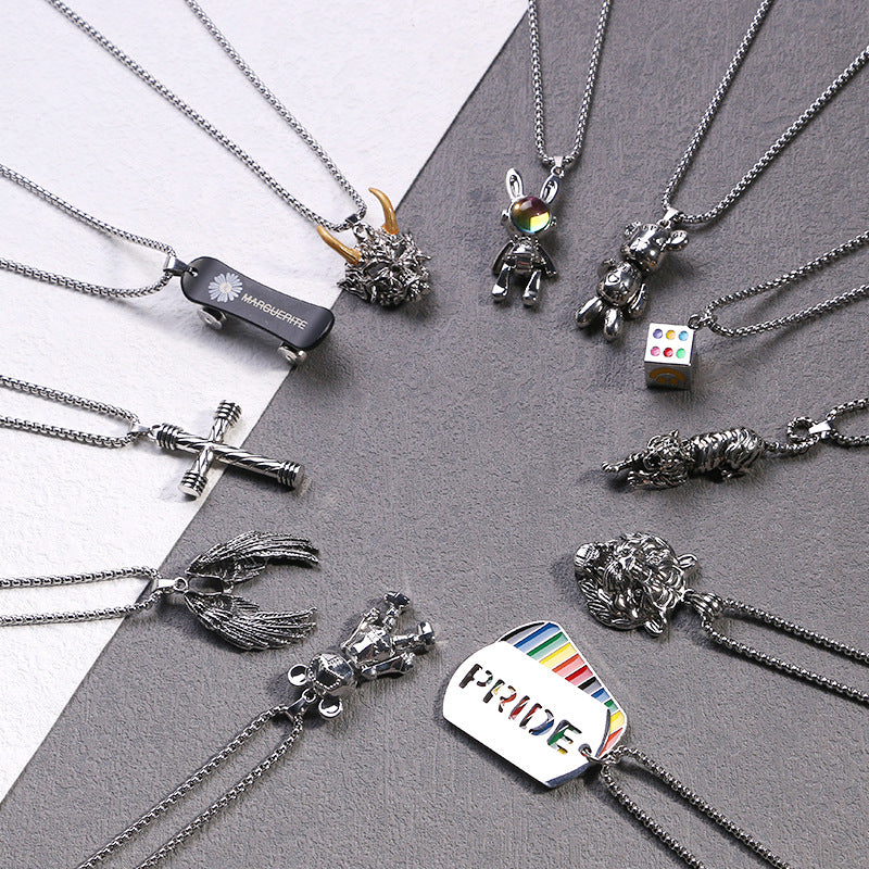 Steel Hip-hop Necklace Children's Fashion Hip-hop Catwalk Necklace Chain Stainless Steel Accessories