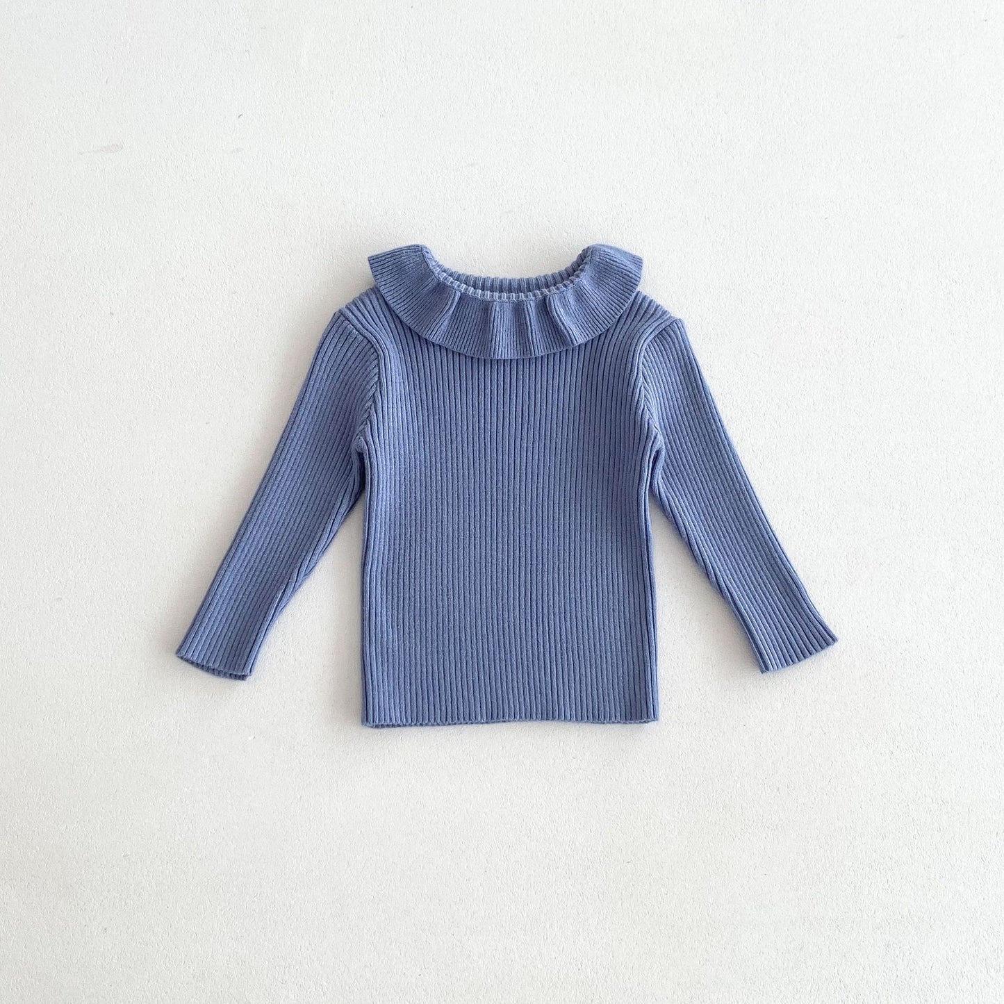 Sweater Outer Wear Lapel Top For Baby Girls Solid Color All-match Autumn And Winter Bottoming Pullover Sweater