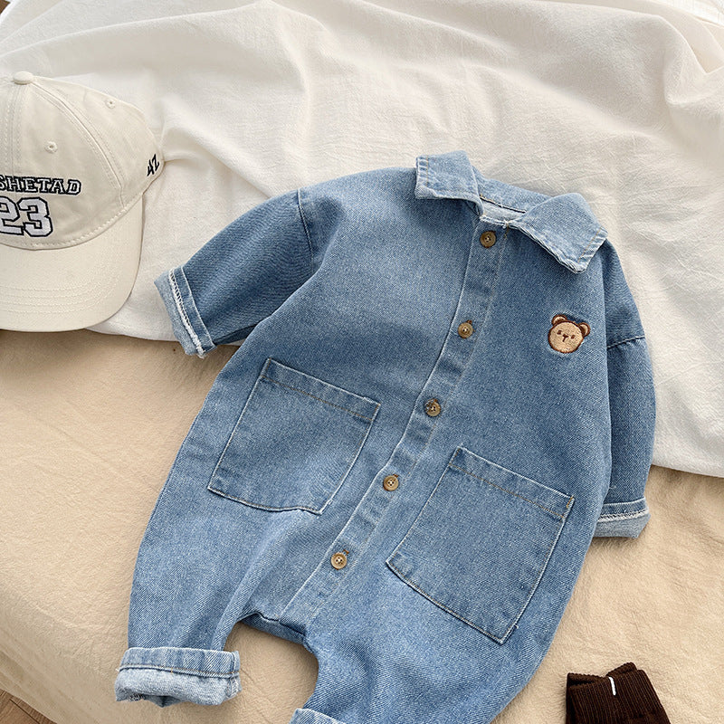 Denim Jumpsuit Infant Spring Super Cute Outing Romper Baby Clothes Spring And Autumn