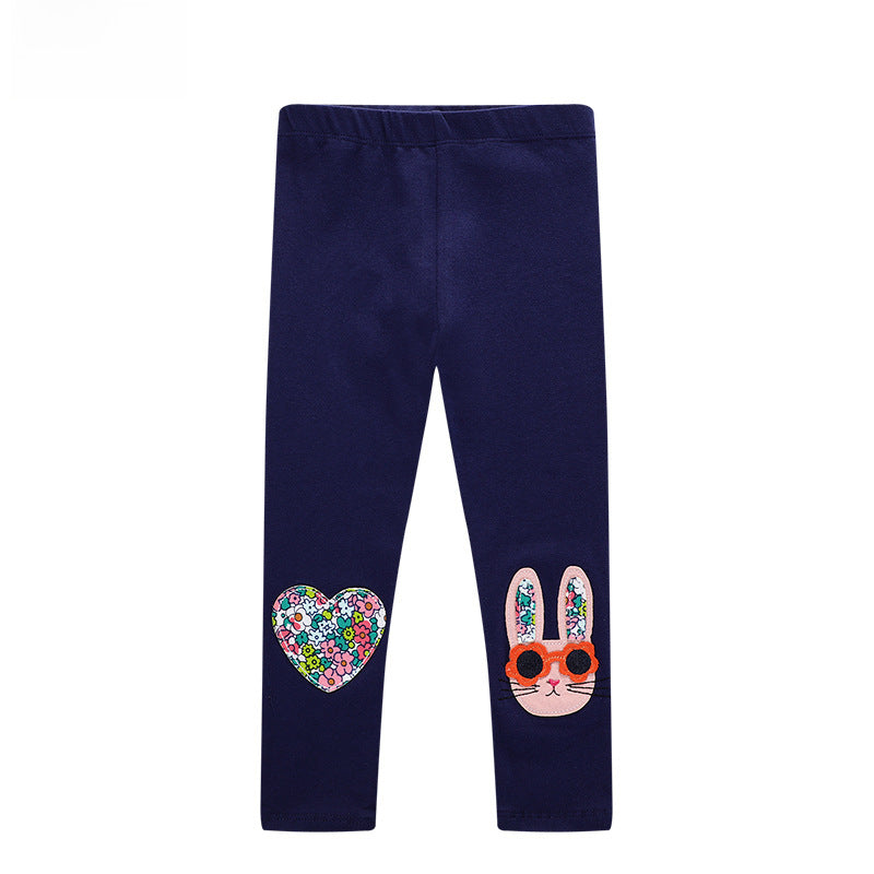 Girls Pants Children's Leggings Three-dimensional Embroidered Knitted Girls Elastic Leggings