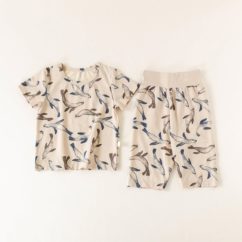 Comfortable Cotton Printed Home Clothes Two-piece Set