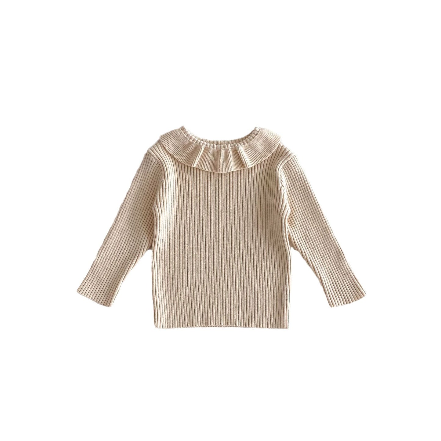 Sweater Outer Wear Lapel Top For Baby Girls Solid Color All-match Autumn And Winter Bottoming Pullover Sweater