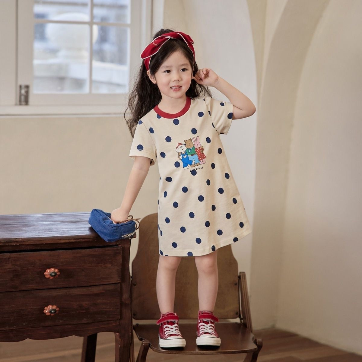 Girl's Vest Cartoon Cotton T-shirt Printed Dress Trendy