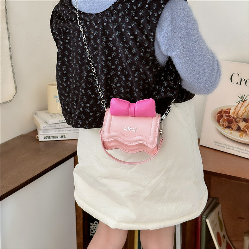 Bow Shoulder Bag Girls' Handbag Princess Style Messenger Bag Mini Outdoor Portable Small Bag