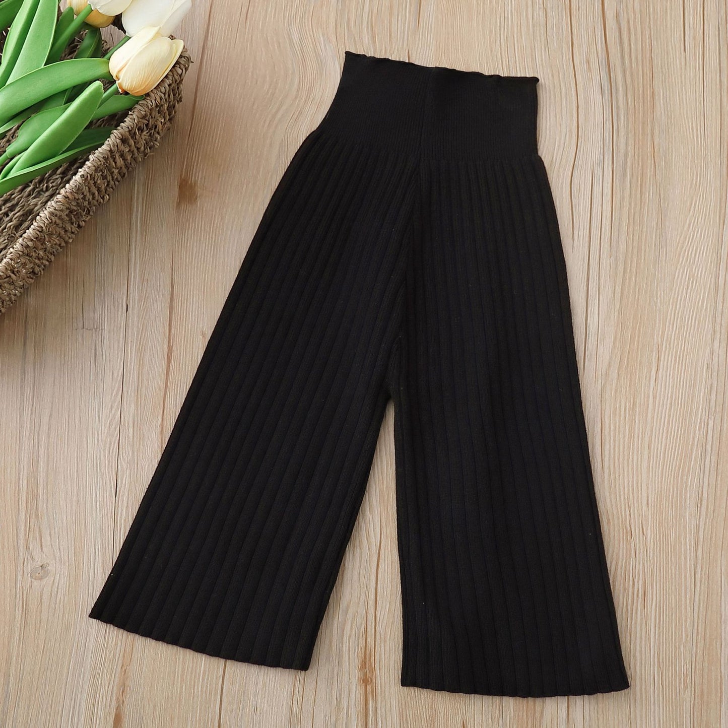 Knitted Wide Leg Pants Wool Pants Casual Trousers