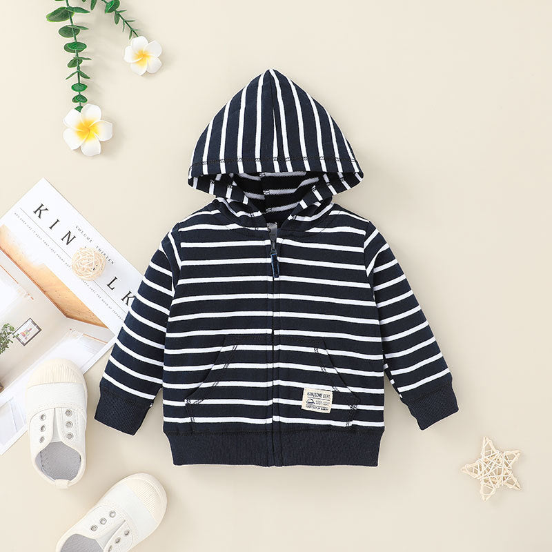 Baby Hooded Zipper Jacket Set Baby Cartoon Variety Of Tops + Trousers Two-piece Set