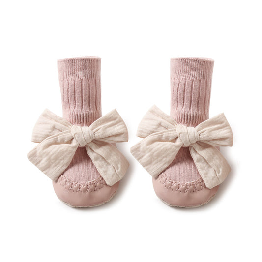 Bow Princess Baby Floor Shoes And Socks Baby Socks Mid-Tube Anti-Fall Bow Princess