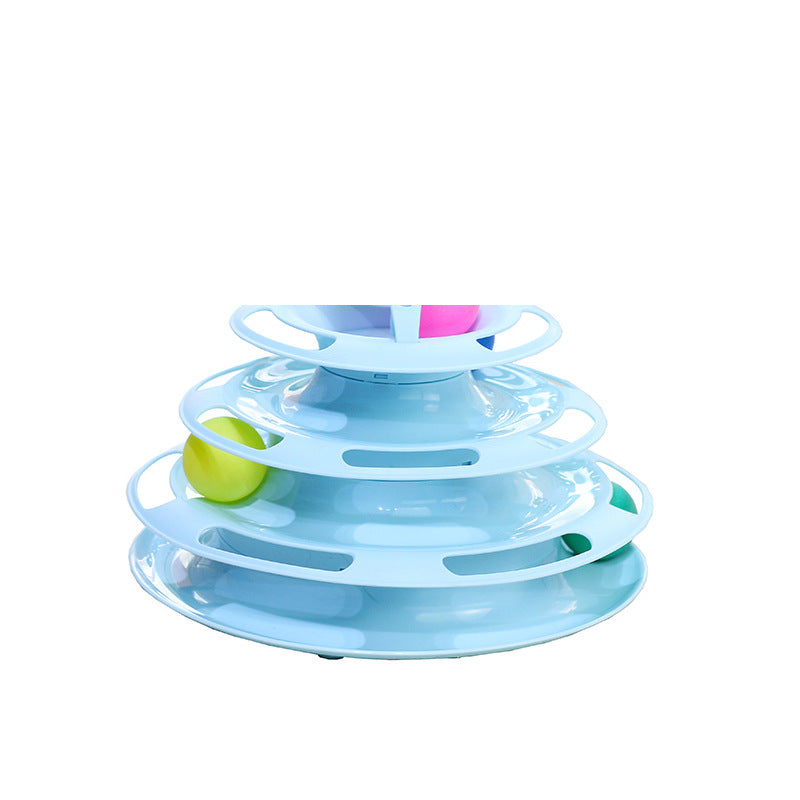 Pet Cat Toy Three and four-layer Cat Turntable With Ball Cat Interactive Educational Track Toy Cat Space Tower Playboard