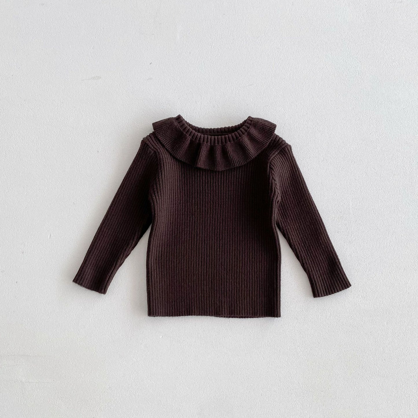 Sweater Outer Wear Lapel Top For Baby Girls Solid Color All-match Autumn And Winter Bottoming Pullover Sweater