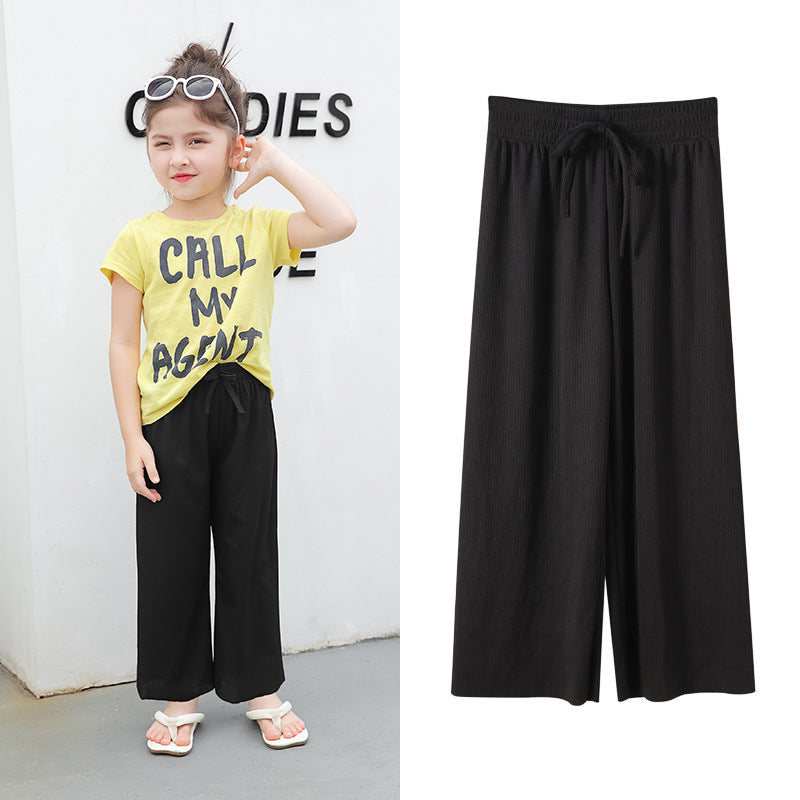 Girls' Mosquito-proof Pants  Loose Casual Ice Silk Cropped Wide-leg Pants