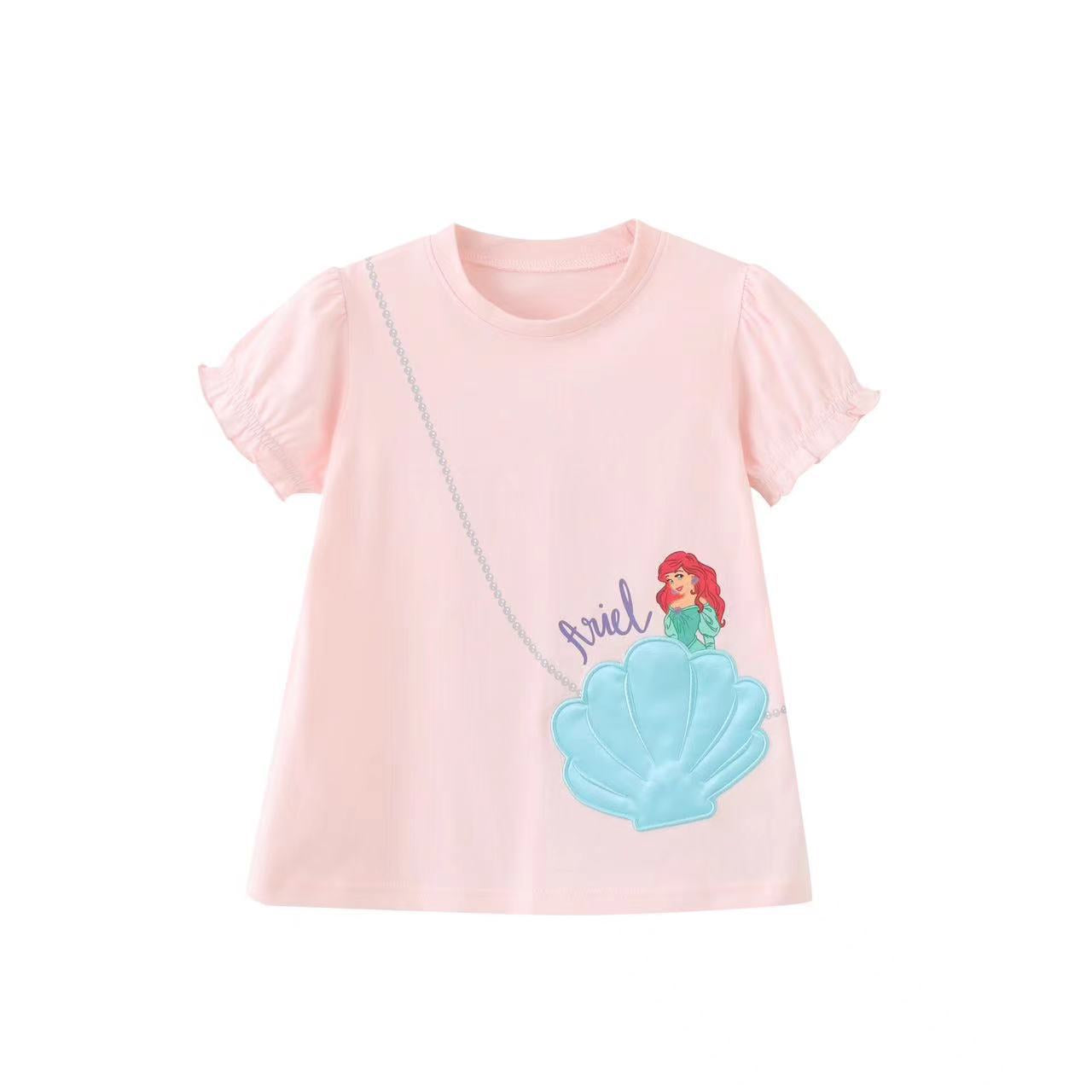 Girls' Princess T-shirt Embroidered Half-sleeve