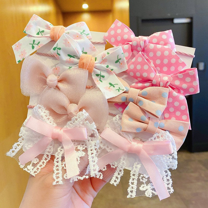 Fabric Flower Bow Does Not Hurt Hair Accessories Cute Hair Rings